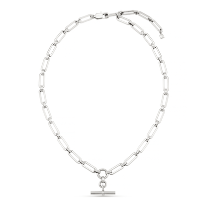 LUXE Linear Link T-Bar Necklace - Silver by Orelia London