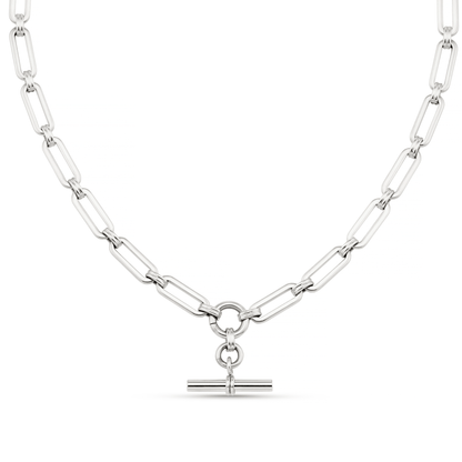 LUXE Linear Link T-Bar Necklace - Silver by Orelia London