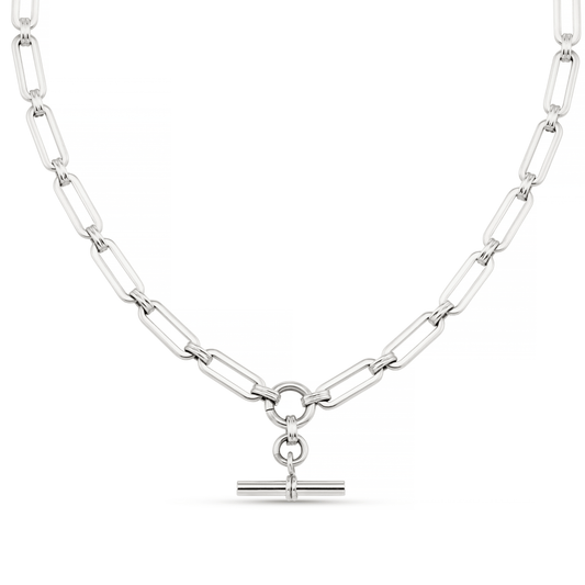 LUXE Linear Link T-Bar Necklace - Silver by Orelia London