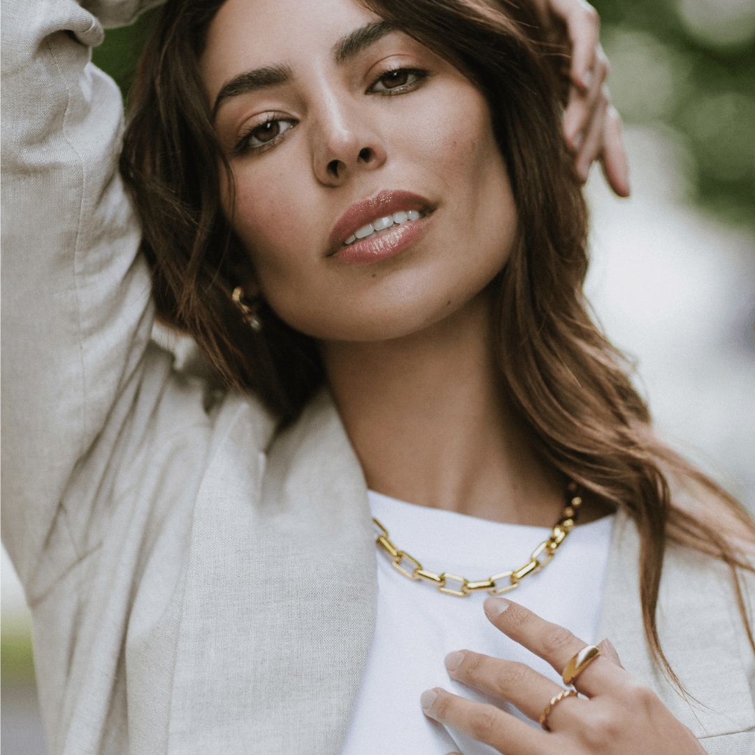 Orelia London LUXE Rectangle Link T-Bar Necklace - Gold