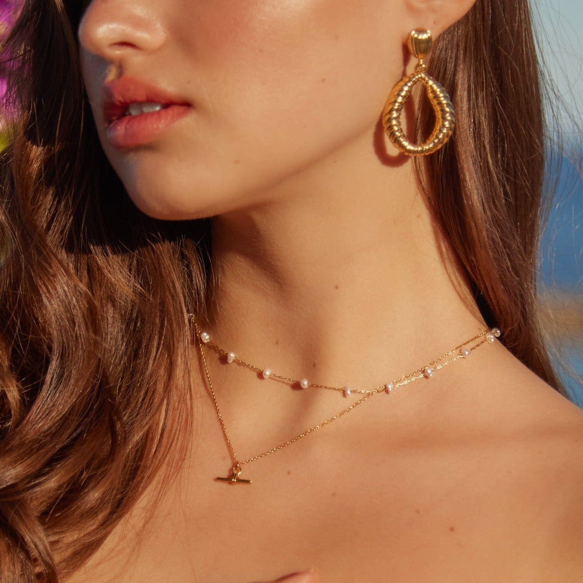 Orelia London Pearl Stationed Chain Necklace