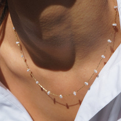 Orelia London Pearl Stationed Chain Necklace