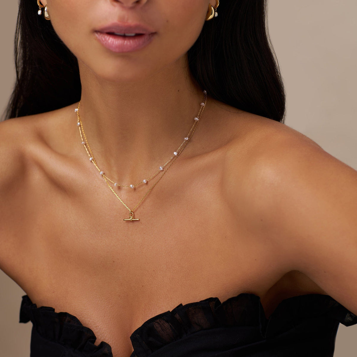 Orelia London Pearl Stationed Chain Necklace