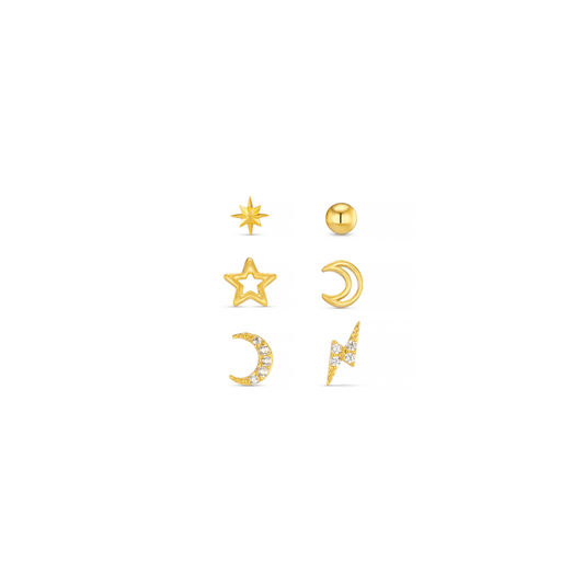 Orelia London Celestial Stud Pack Ear Party - Gold