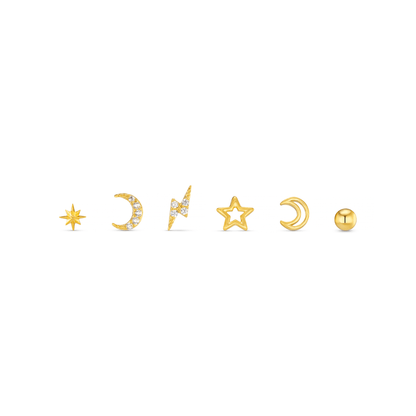 Orelia London Celestial Stud Pack Ear Party - Gold
