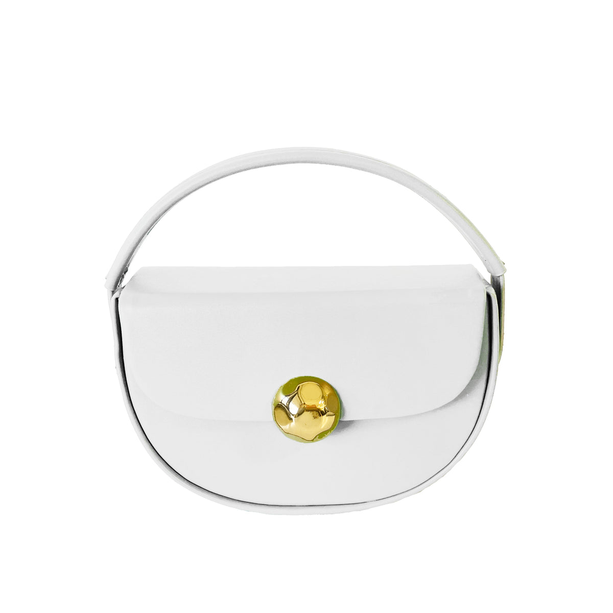 Caprilite Women's Top Handle Half Moon Box Clutch Handbag Chain Strap Gold Button Crossbody Wedding Evening Bag - White